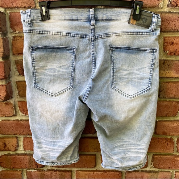 Demolition Distressed Denim Jeans Shorts 38 - Picture 6 of 7